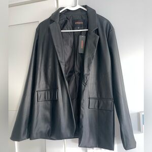 Black Faux Leather Blazer